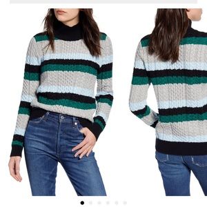 Turtleneck cable switch sweater